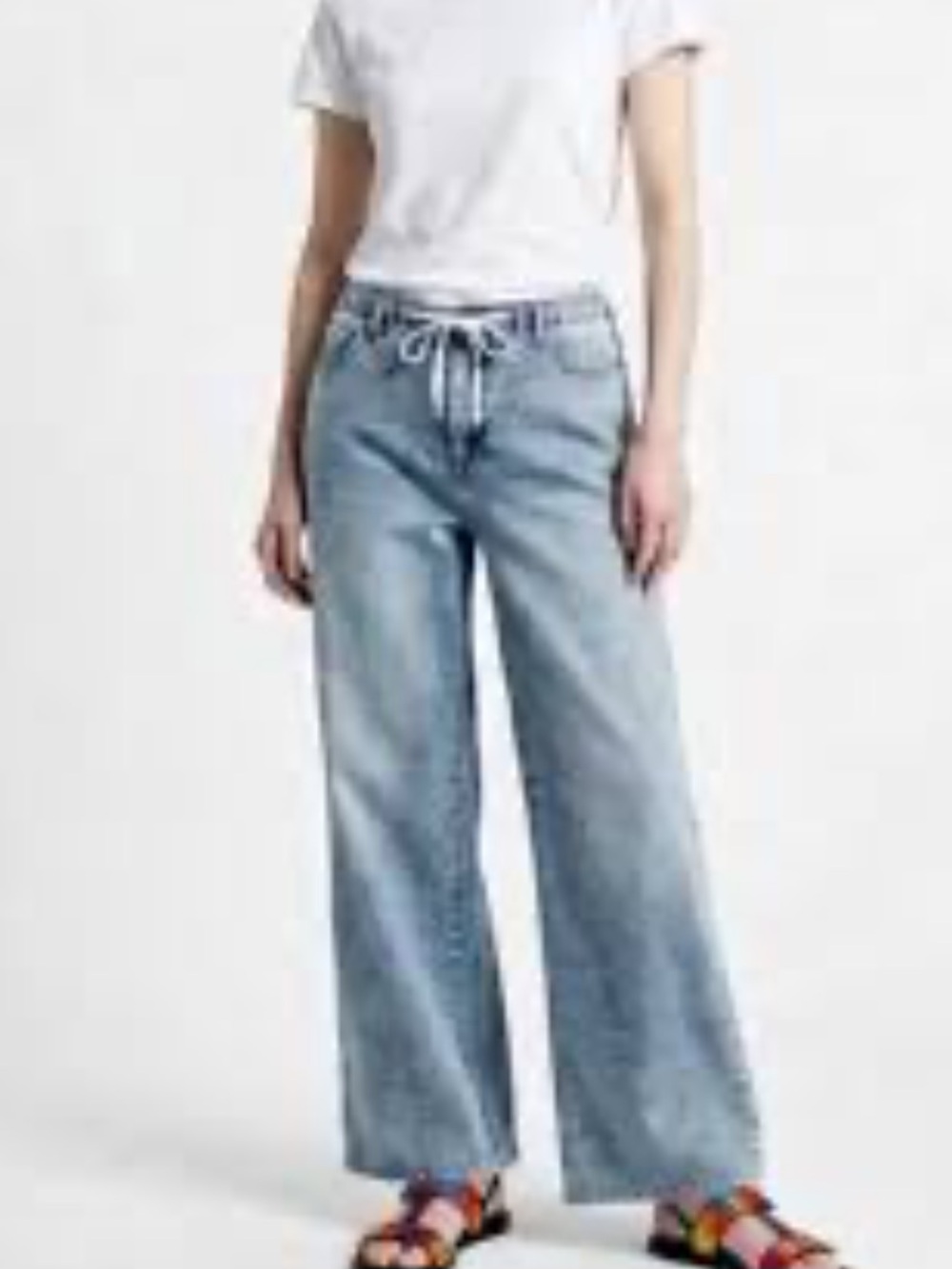 OAT New York "Cloud Luxe" Wide Leg Drawstring Jeans, relaxed Size 4/27